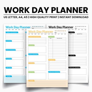 Work Day Planner: Daily Productivity Checklist (Digital Download)