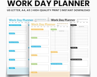 Work Day Planner: Daily Productivity Checklist (Digital Download)