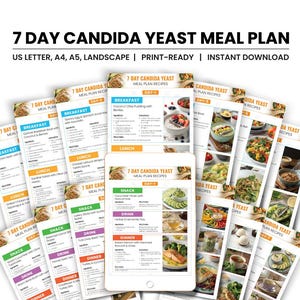 Anti Candida Meal Plan & Recipes | 7-Day Candida Yeast Diet PDF | Anti-Fungal Food Chart, Juicing Ideas, Gut Health Cleanse Guide
