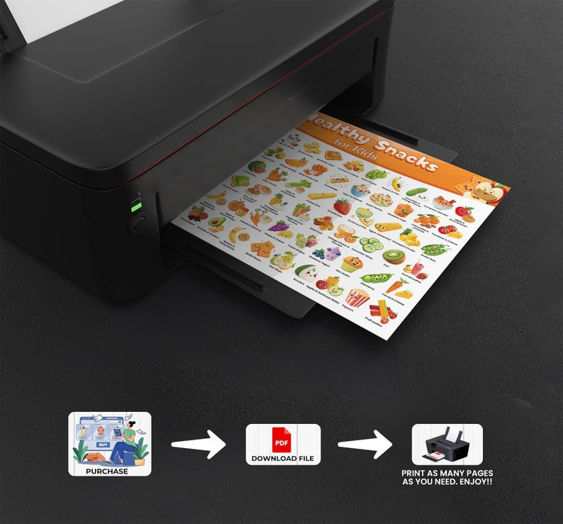 K&ouml;nnte beinhalten: Eine druckbare Tabelle mit einer Liste von gesunden Snacks f&uuml;r Kinder. Die Tabelle ist im PDF-Format und kann so oft wie n&ouml;tig heruntergeladen und ausgedruckt werden. Die Tabelle zeigt eine Vielzahl von Obst, Gem&uuml;se und anderen gesunden Snacks.