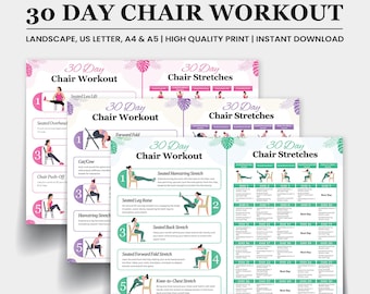 30 Day Chair Workout Bundle Printable, Chair Yoga Guide, Full Body Exercise Guide, Chair Workout Challenge, Summer Body Workout