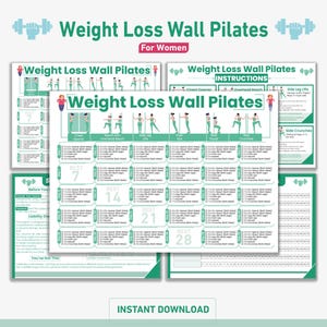 30-Day Wall Pilates Exercise Chart: Home Workout Fitness Guide (PDF Download)