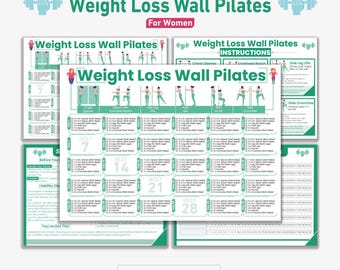 Wall Pilates Exercise Chart Printable – 30-Day Wall Pilates Plan, US Letter & A4 Size, Home Workout Poster, Fitness Guide PDF