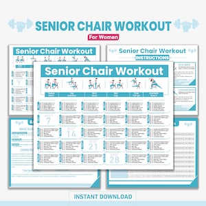 Seniors Chair Yoga Exercise Plan | 30-Day Chair Yoga Challenge Chart | Easy Seated Exercises for Seniors | A3 A4 US Letter Print Out PDF