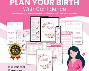Visual Birth Plan Template Bundle: Labor & Delivery Checklist (PDF Downloadable)