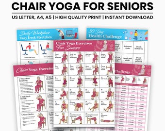 30 Day Chair Workout Bundle Printable, Chair Yoga Guide, Full Body Exercise Guide, Chair Workout Challenge, Summer Body Workout