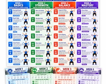 Chair Tai Chi for Senior Men/Women | Balance Exercises Printable | 28-Day Challenge PDF