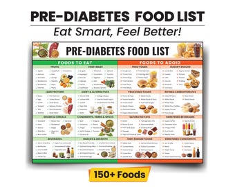 Pre-Diabetes Food List, Low Carb Diet Chart (Digital Download)