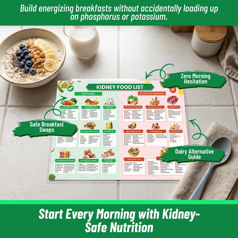 Kidney Food List Laminated Chart, Renal Diet Food Guide, Low Potassium ...