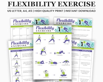 30 Day Flexibility Stretching Chart, Beginner-Friendly PDF Download, Fitness Routine A4 A5 Letter Sizes