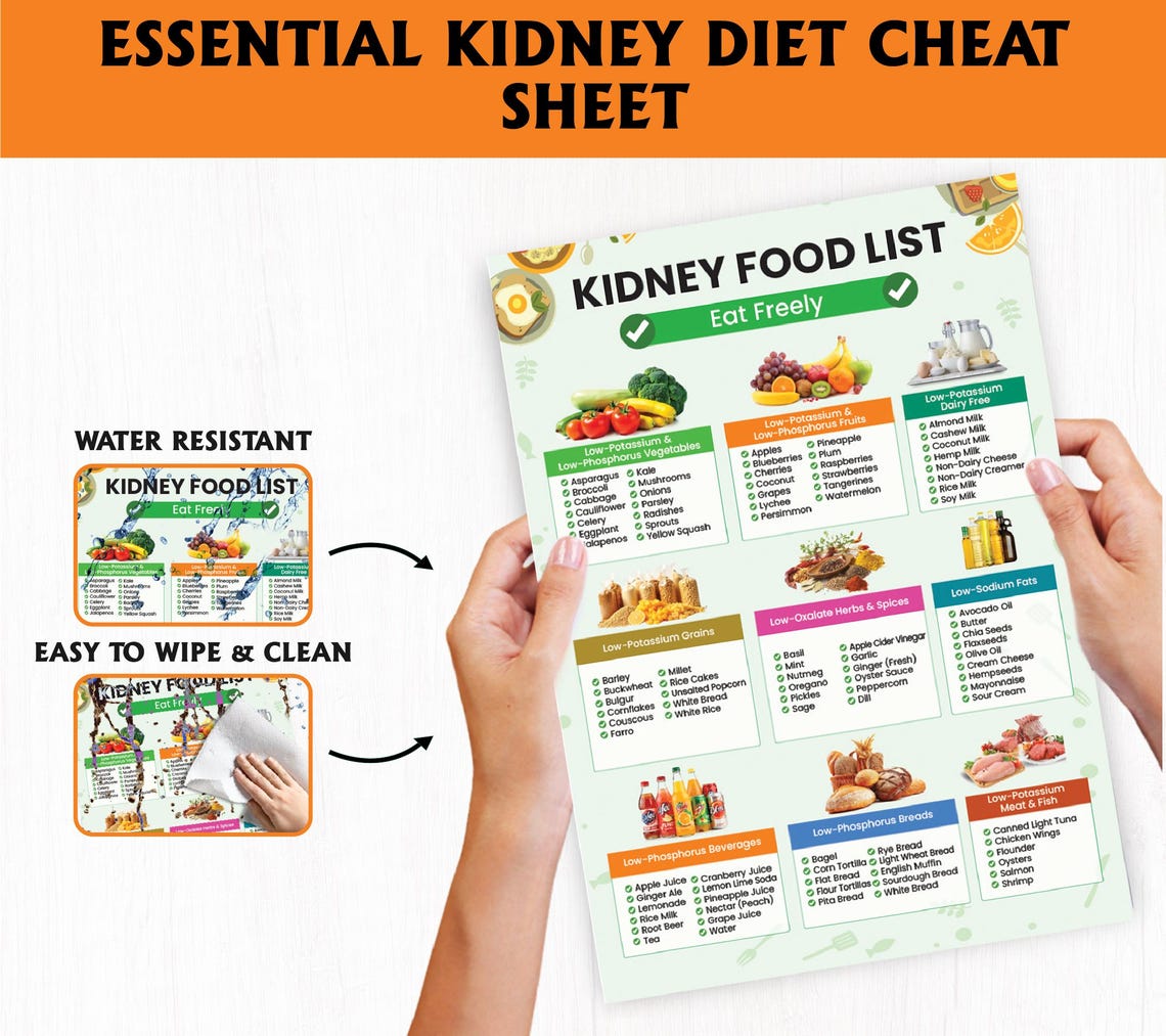 Kidney Diet Laminated Food Chart – Easy Eat & Avoid Guide for CKD ...