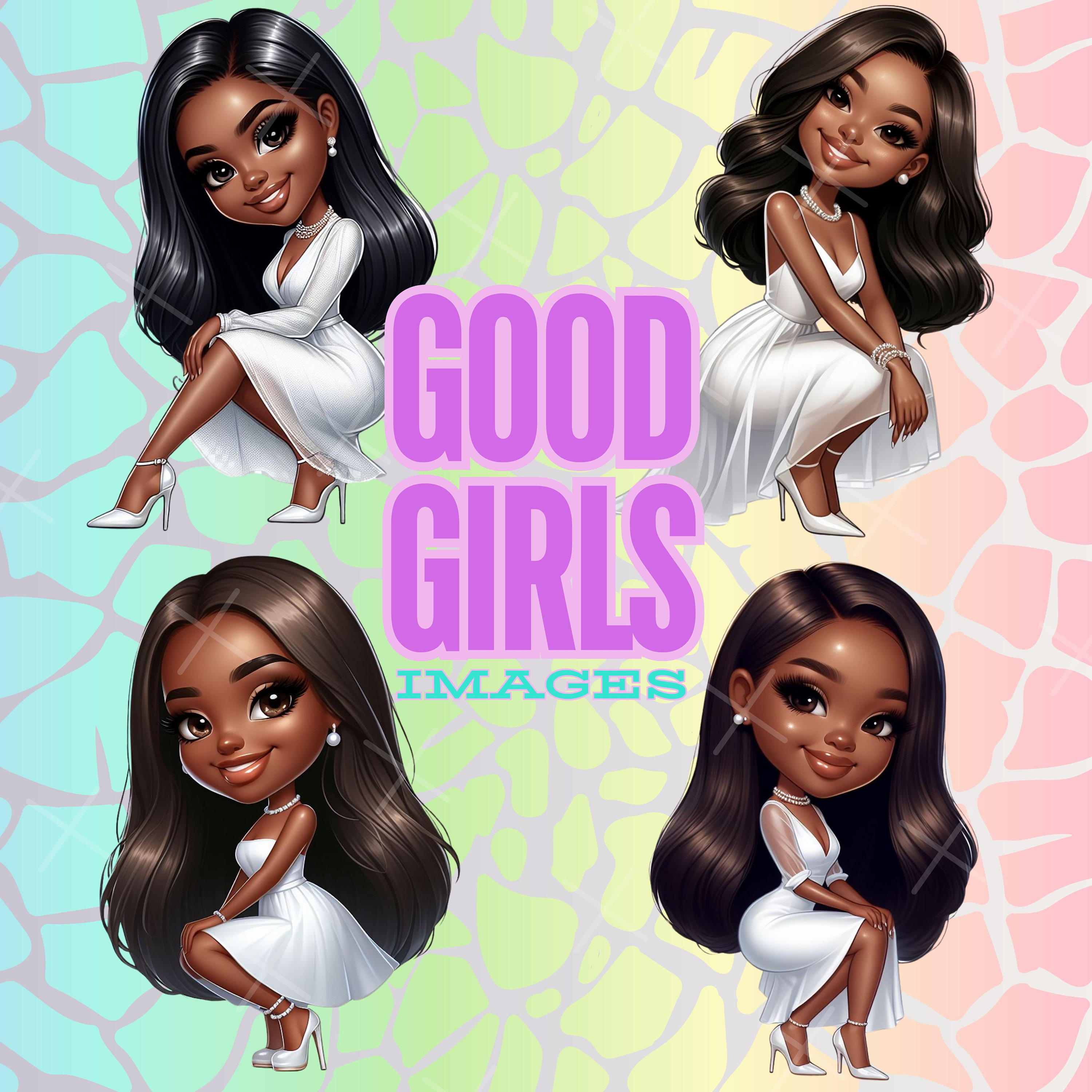 アフリカ系アメリカ人ちびガールクリップアート：Good Girls PNG