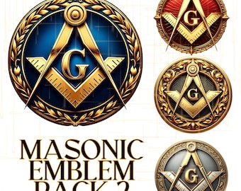Masonic Emblem PACK II PNG, Digital Files - Freemasonry Symbols, Lodge Art, Masonic Clipart, Crafting Designs, Square and Compass