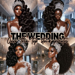 African American Wedding Stock Images - Over the Top Jeweled Hairpieces for Websites & Magazines