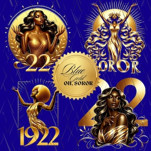 Blue and Gold Sorority Digital Images: 1922 Lady Design (Digital Download)