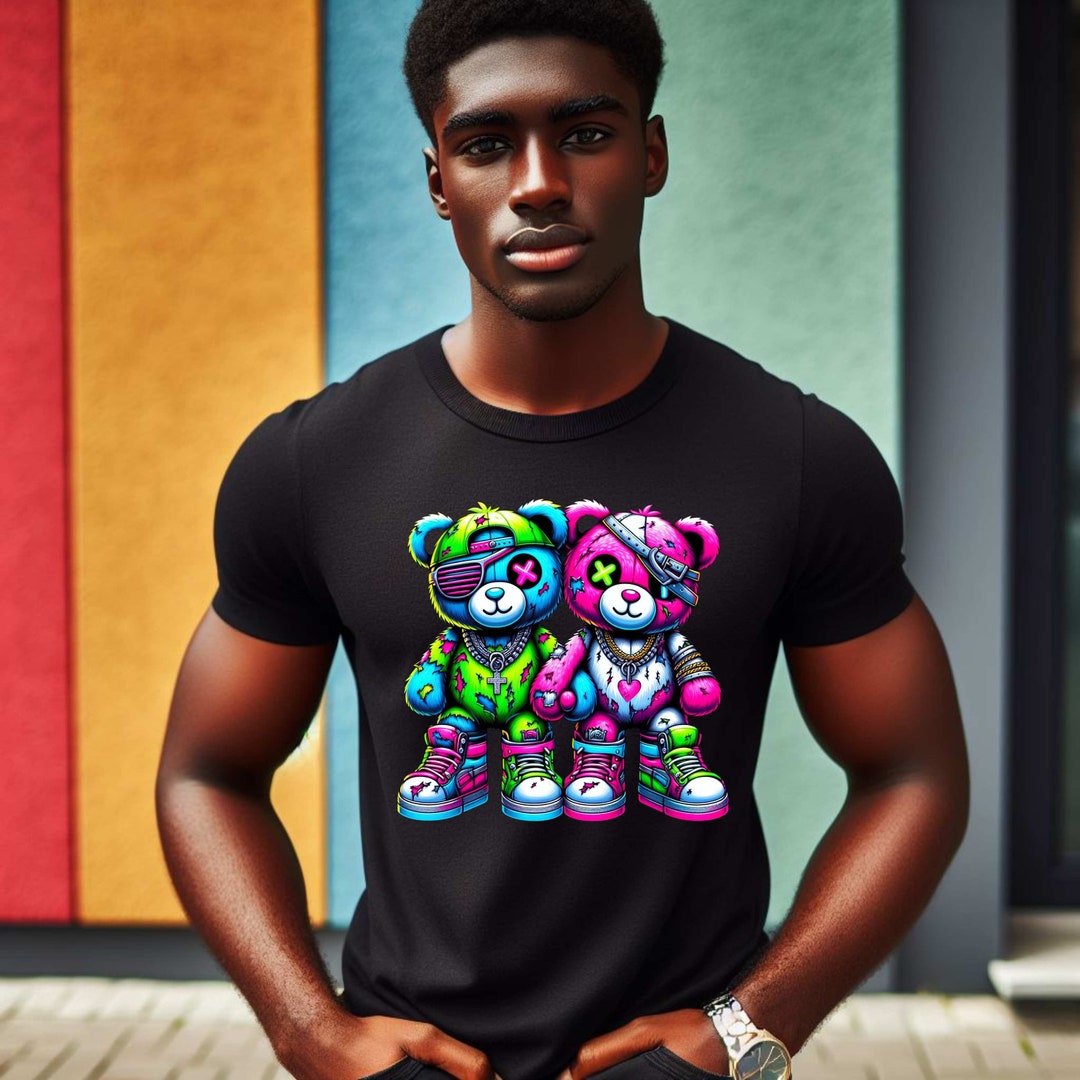 Hiphop Teddy Bear Clipart: Neon Colorful PNG SVG (digital Download) - Etsy