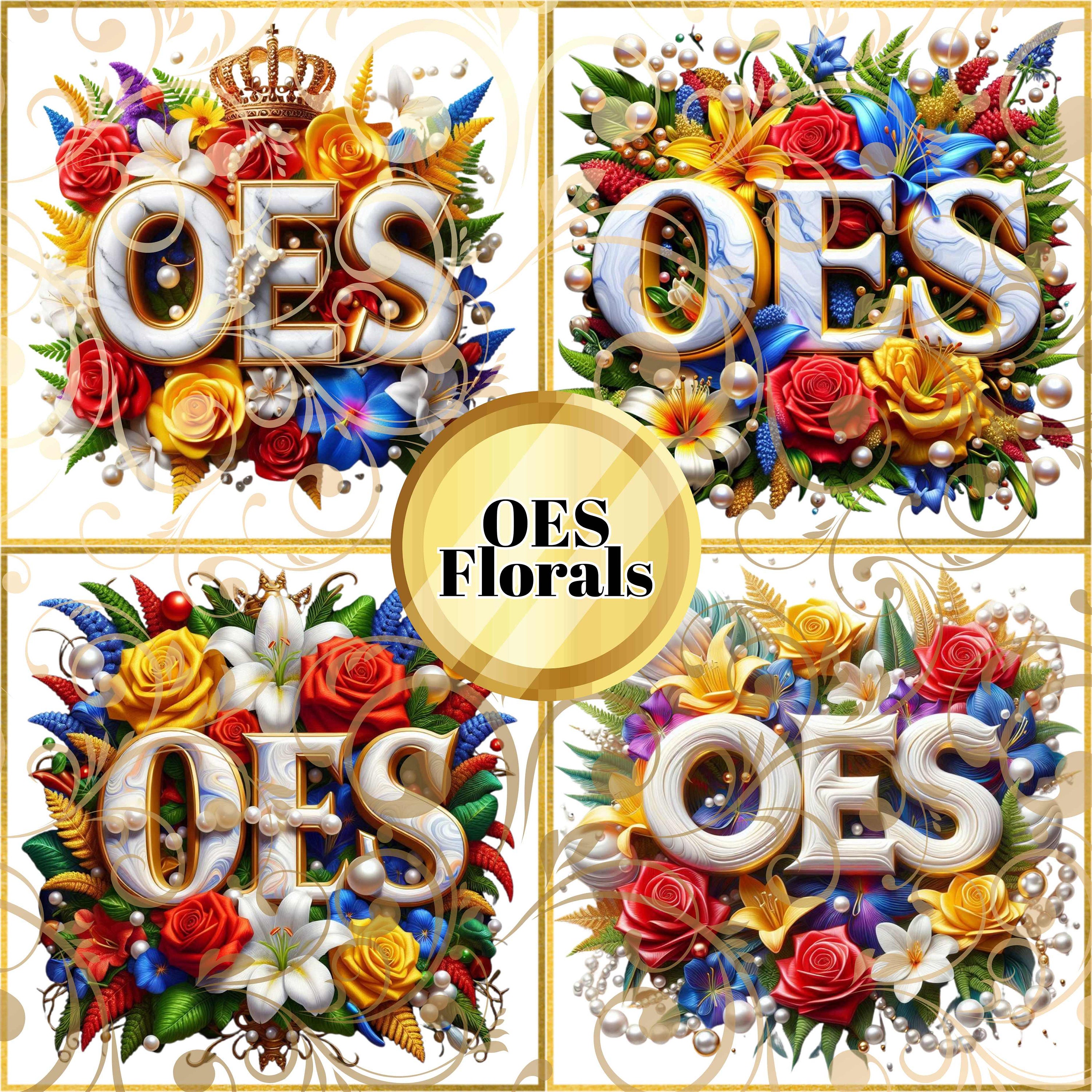 Floral Eastern Star - OES Clipart Digital Download Pack PNG Wallpapers