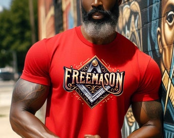 Freemason Bold Image Typography Metallic Look PNG for T-shirts - Digital Download with 3 Bonus Images