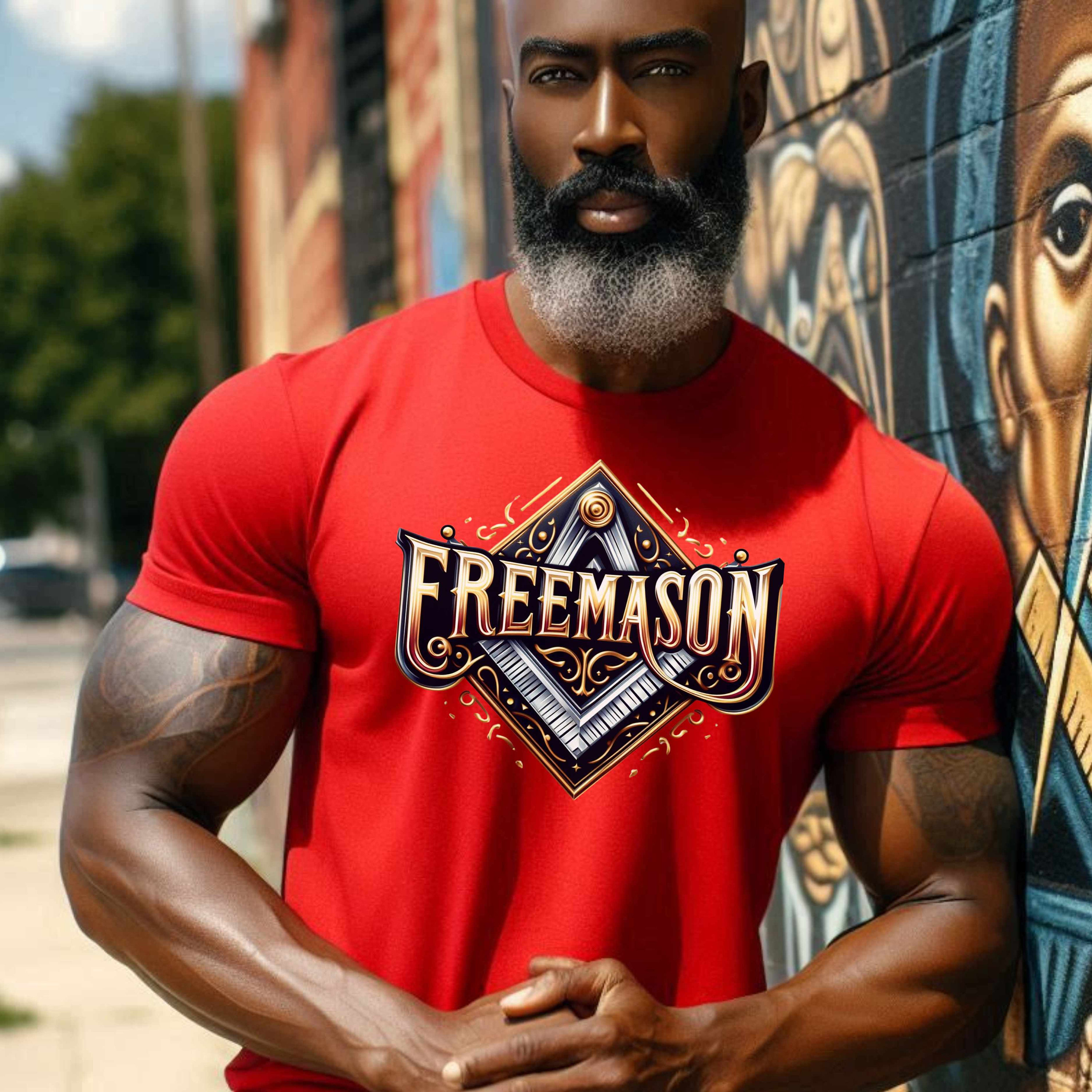 Freemason Bold Image Typography Metallic Look PNG for T-shirts - Digital Download with 3 Bonus Images