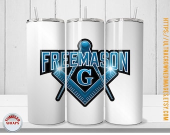 Freemason Tumbler Wrap PNG: Bold Design, Commercial Use (Digital Download)