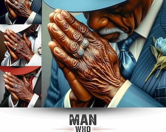African American Prayer Art: Man Praying PNG (Digital Download)