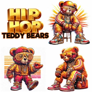 Hip Hop Teddy Bears Digital Art Collection - Urban Style Teddy Bear Illustrations - Streetwear Fashion Graphics for Prints and Merchandise