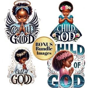 African American Girl Praying - Child of God - Bonus Image Download PNG