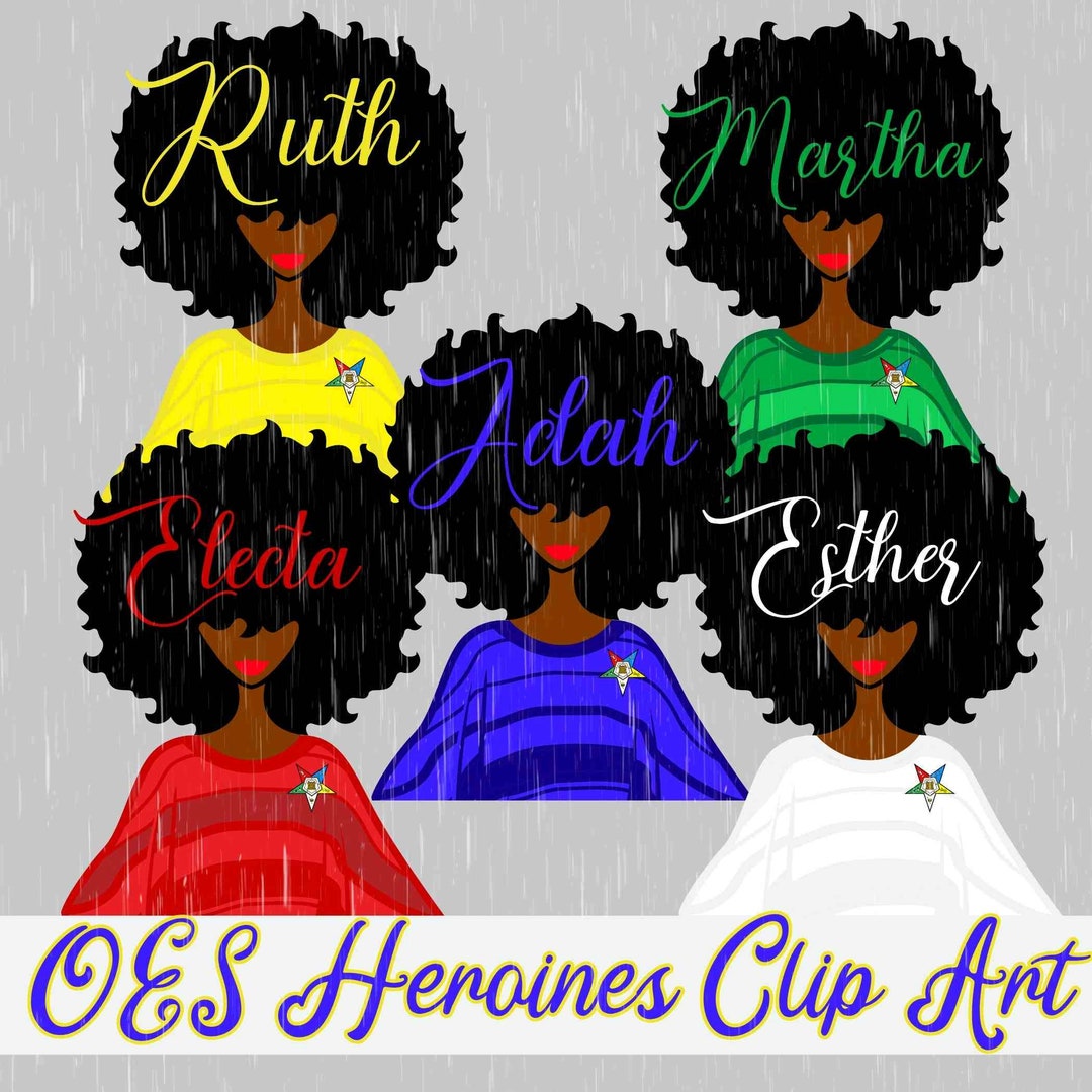 Order of the eastern star heroine clipart with oes emblems black