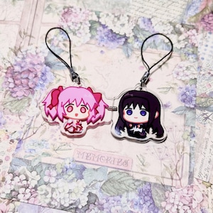 Madoka Magica Acrylic Magnetic Phone Charms | Madoka Kaname | Homura Akemi