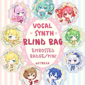 Vocal Synth Vocaloid Utau Embossed Wood Badge / Pins Blind Bag (Miku, Teto, Luka, Rin, Len, Gumi, Meiko, Kaito, KAFU)