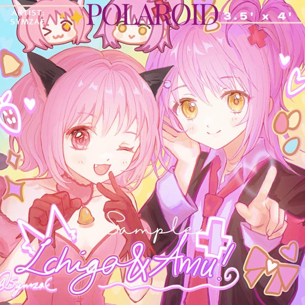 Ichigo & Amu polaroid mini print (Tokyo mew mew, Shugo chara)