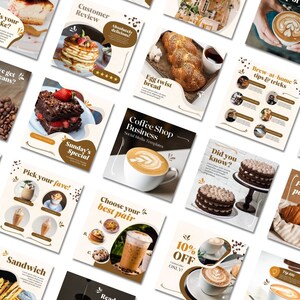 Coffee Shop Template, Instagram Template, Canva Template, Cafe Instagram Templates, Food, Restaurant, Social Media Templates, Post Template