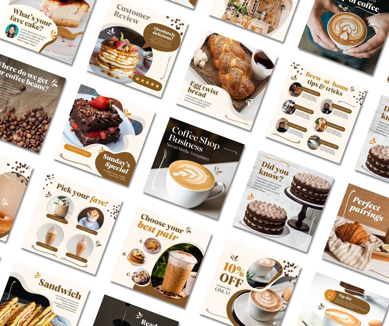 Coffee Shop Template, Instagram Template, Canva Template, Cafe Instagram Templates, Food, Restaurant, Social Media Templates, Post Template