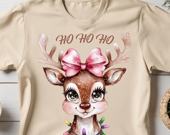 Coquette Christmas Reindeer PNG, Holiday Deer Clipart (Digital Download)