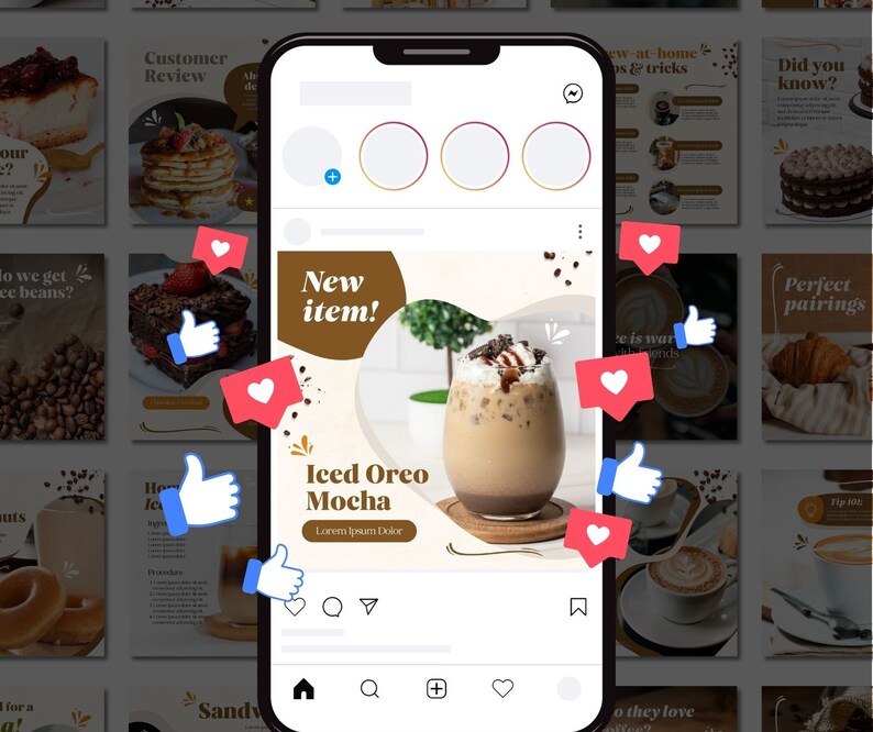 Coffee Shop Template, Instagram Template, Canva Template, Cafe Instagram Templates, Food, Restaurant, Post Template, Social Media Templates