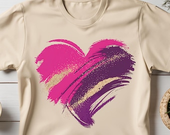 Valentine 2026, Valentines Day Heart Png, Brushstroke Valentines Png, Pink Glitter, Retro Valentine Png, Girls Valentine, Shirt Design