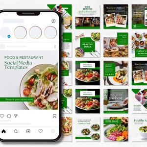 Instagram, Healthy Instagram Template, Canva Template, Editable Template, Post Template, Food Restaurant Template, Social Media Templates