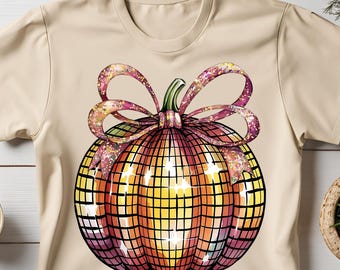 Disko Kürbis Png, kokett Kürbis Png, kokett Bogen Halloween Png, Kürbissaison Png, Kürbisgewürz Png, Sublimation, Retro Halloween Png