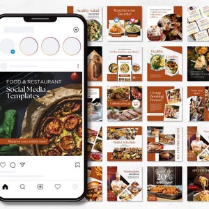 Plantilla de Instagram, Plantilla de publicación, Plantillas para redes sociales, Comida, Plantilla editable, Plantilla de Canva, Marketing, Redes sociales