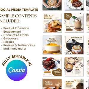Coffee Shop Template, Instagram Template, Canva Template, Cafe Instagram Templates, Food, Restaurant, Social Media Templates, Post Template