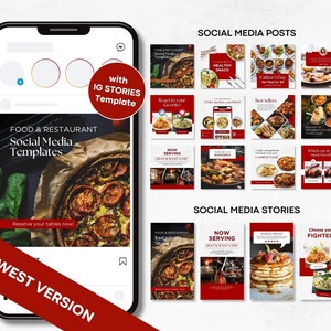 Instagram Template, Post Template, Canva Template, Story Template, Food, Marketing kit, Social Media, Social Media Templates, Restaurant