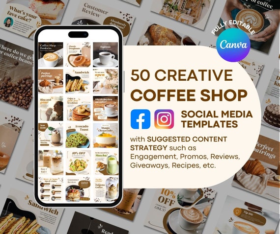 Coffee Instagram Template, Coffee Shop Template, Cafe Instagram Templates, Canva Template, Post Template, Food Restaurant, Social Media 2026