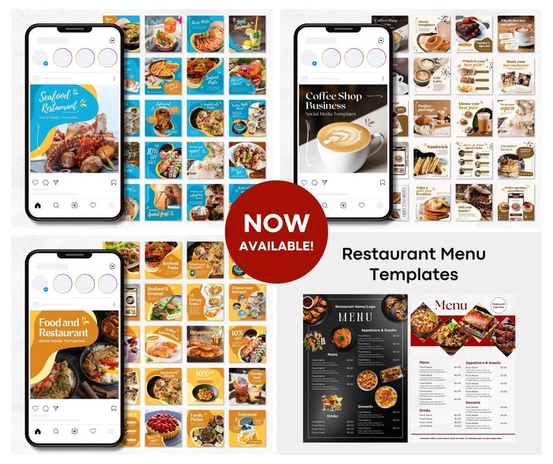 Coffee Shop Template, Instagram Template, Canva Template, Cafe Instagram Templates, Food, Restaurant, Social Media Templates, Post Template