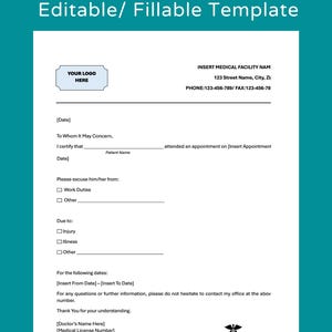 Editable Doctor Excuse Note Template (Microsoft Word)