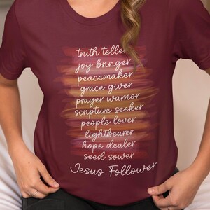 Jesus Follower Ladies T-Shirt, Biblical Tees for Moms, Godly Gifts for Her, Trendy Church Outfits, Casual Sunday Shirt, Christian Bestseller