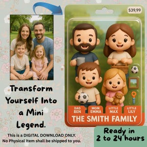 Custom action figure portraits, Custom Toy Box Portrait, Handmade Toy Figure from Your Photo, 3D Collectible Custom Toy Box Portrait