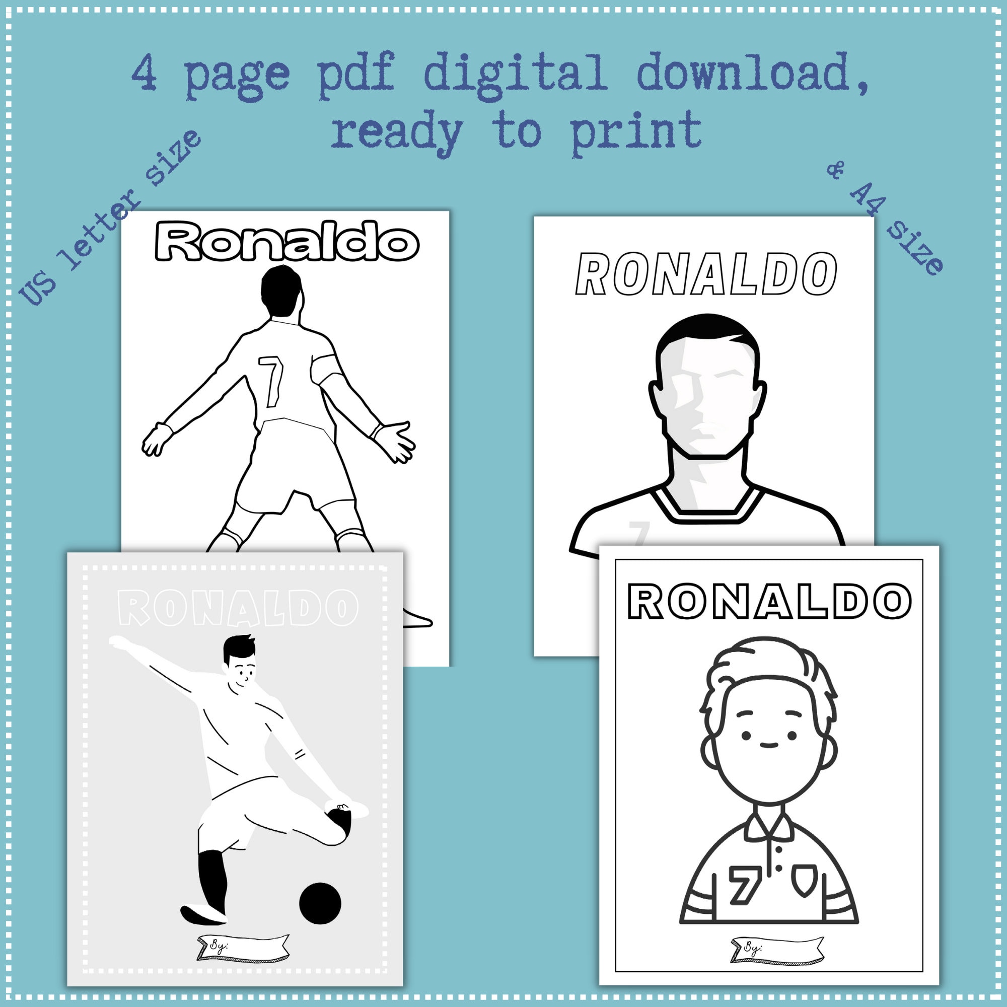 Ronaldo Coloring Pages, Ronaldo Printable for Kids, Portugal Ronaldo