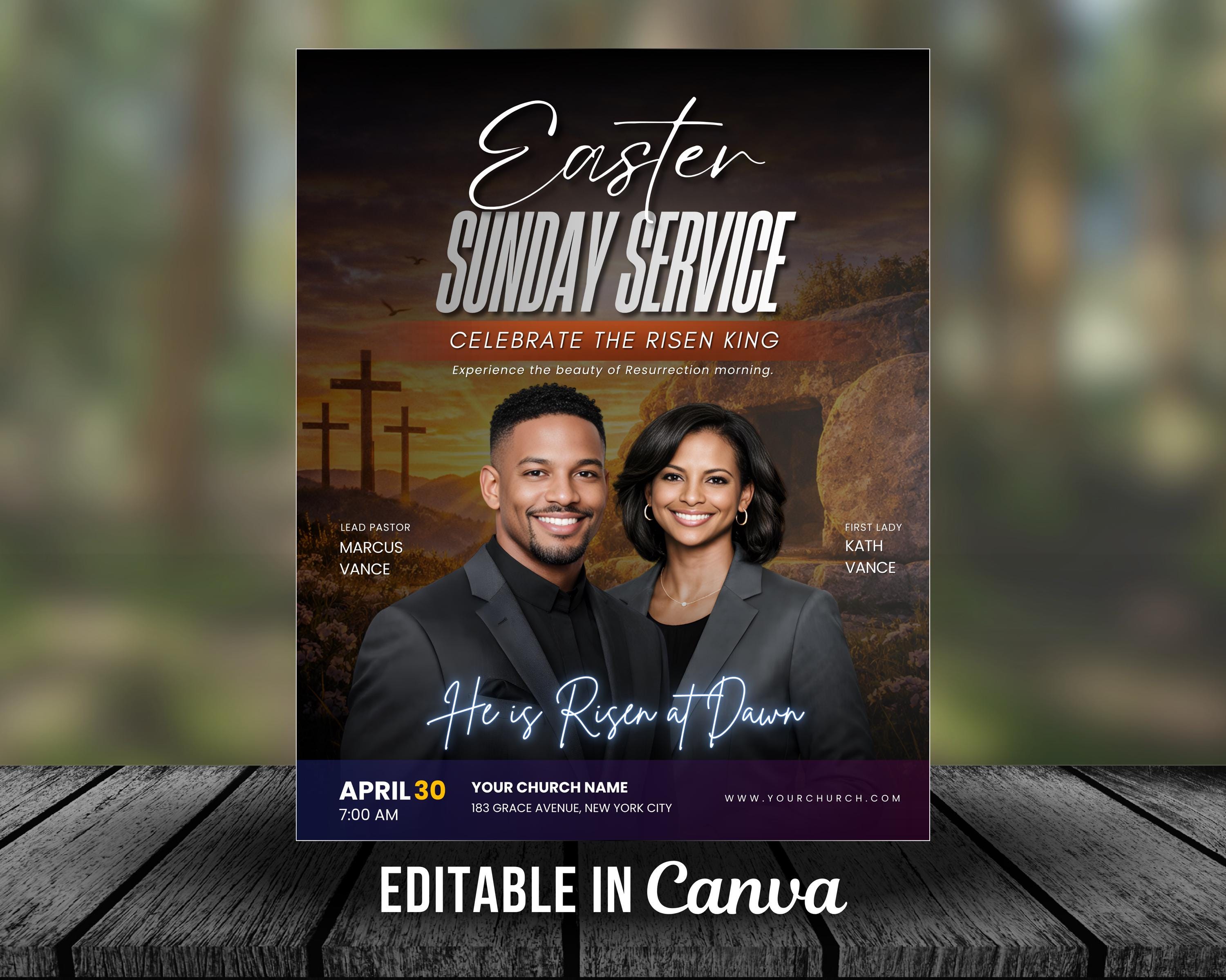 Easter Sunrise Service Flyer Template Canva | Easter Church Flyer ...