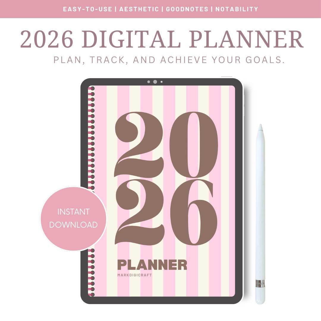 2026 Digital Planner for iPad | Minimalist Portrait Dated Calendar (PDF ...