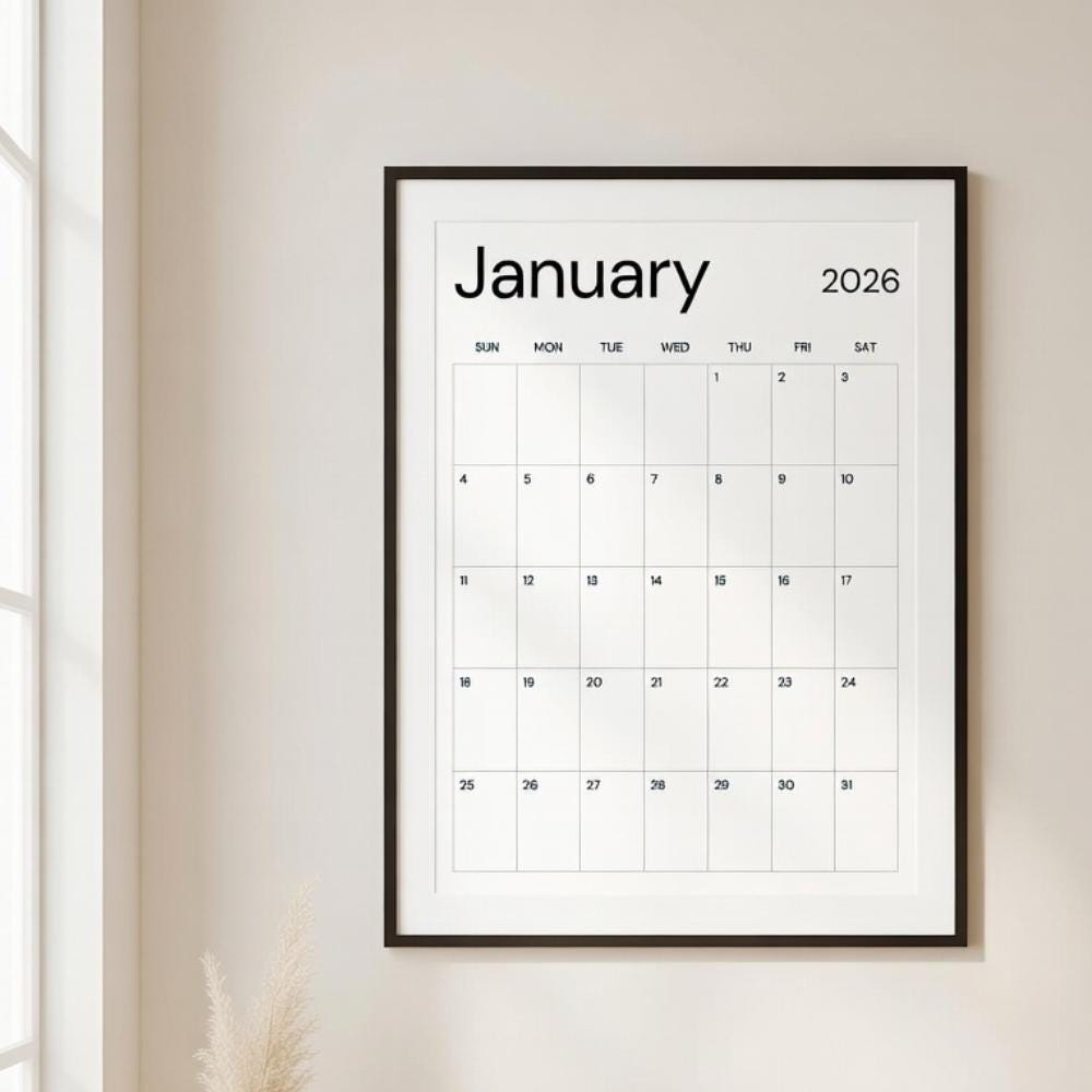 2026 Minimalist Monthly Calendar Printable | Vertical Planner PDF ...